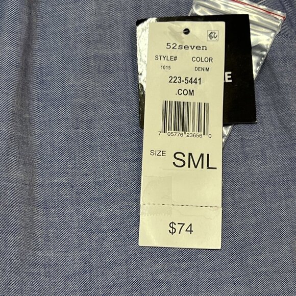 52Seven Dress Womens S Blue Cotton Button Down Chambray Tiered Maxi Western - Picture 9 of 9